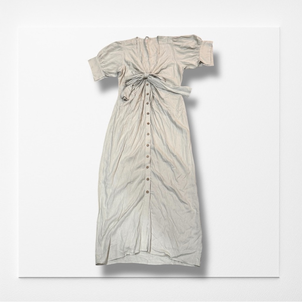 Vintage FREE PEOPLE Cream Button-Down Maxi Dress, Size Medium